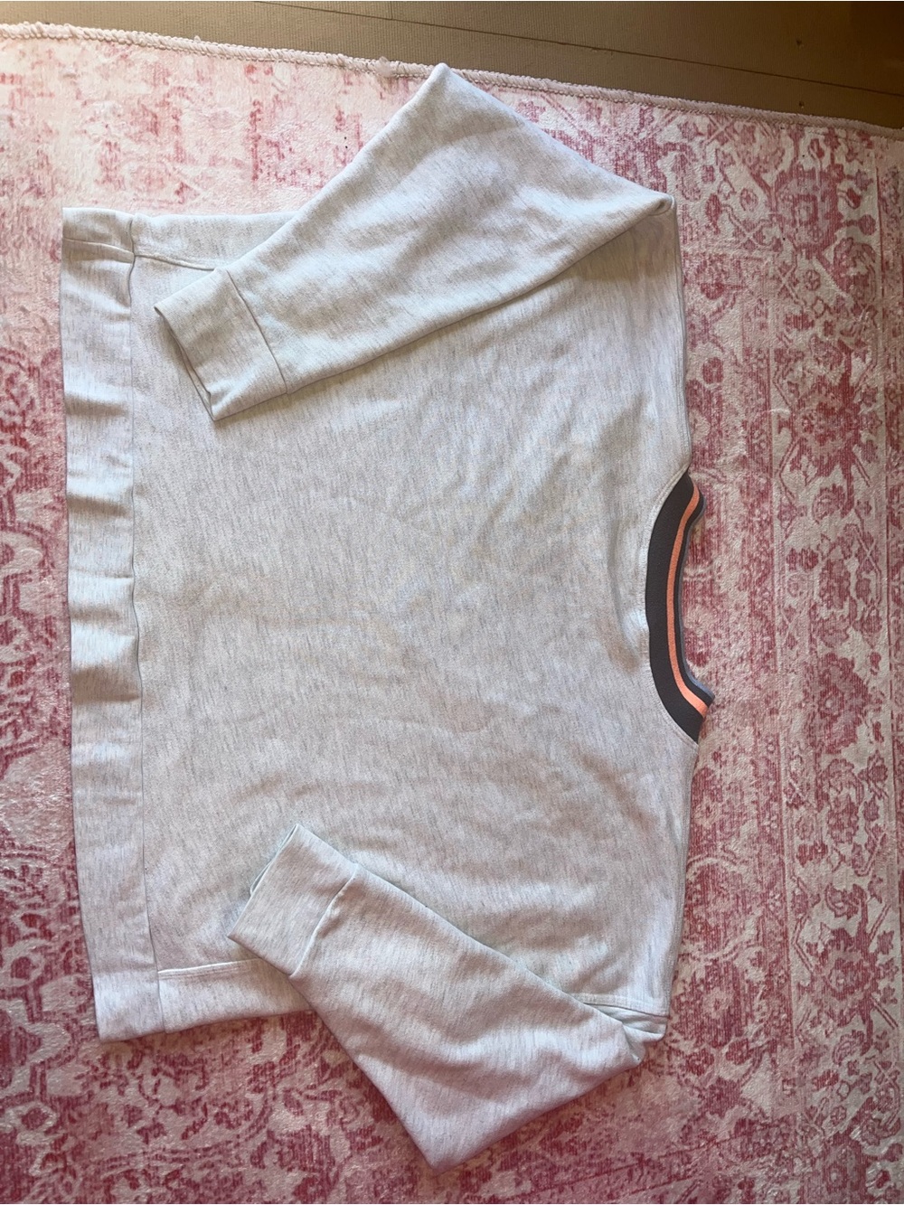 FP Movement by Free People Gray V-Neck Cropped Pullover with Gray and Coral Trim - Picture 12 of 13